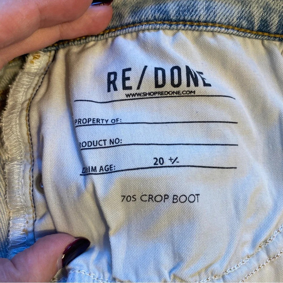 RE/DONE 70’s Crop Boot Cut Denim Jeans Calm Waters $285 msrp Size 30 - Picture 5 of 8